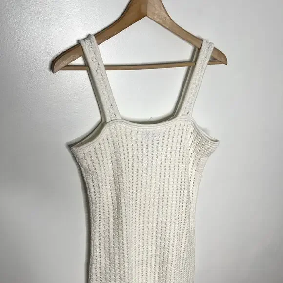 Gap Sleeveless Crochet Mini Dress Womens SP White Square Neck Cotton Minimalist - Picture 8 of 12